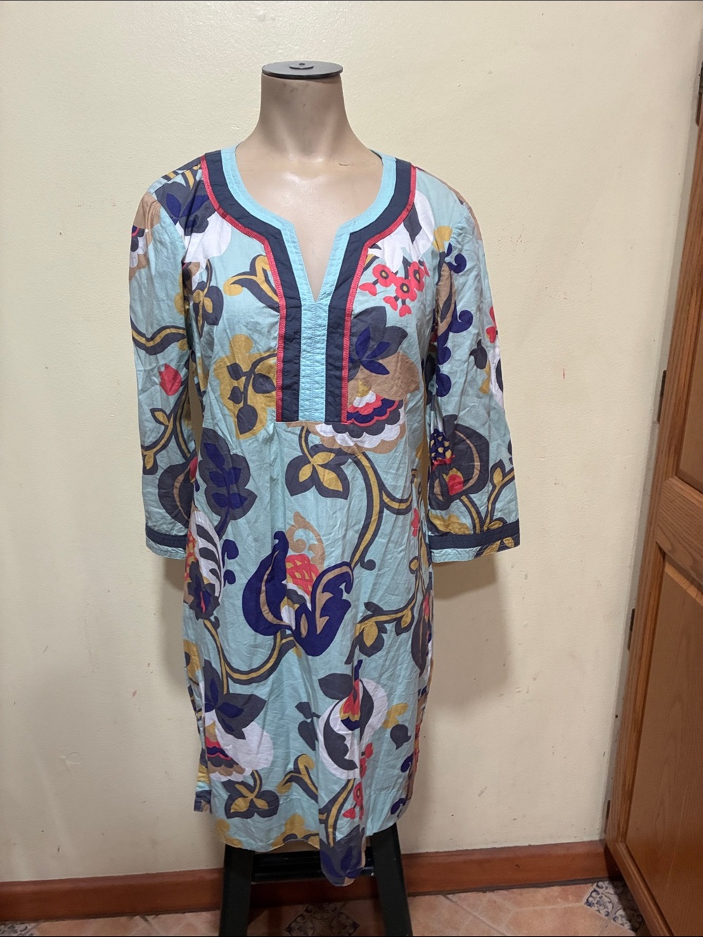 Boden light blue floral tunic dress